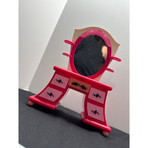 Mattel Barbie Pink Vanity with Mirror For Dollhouses Moving Top Draw - Picture 1 of 11